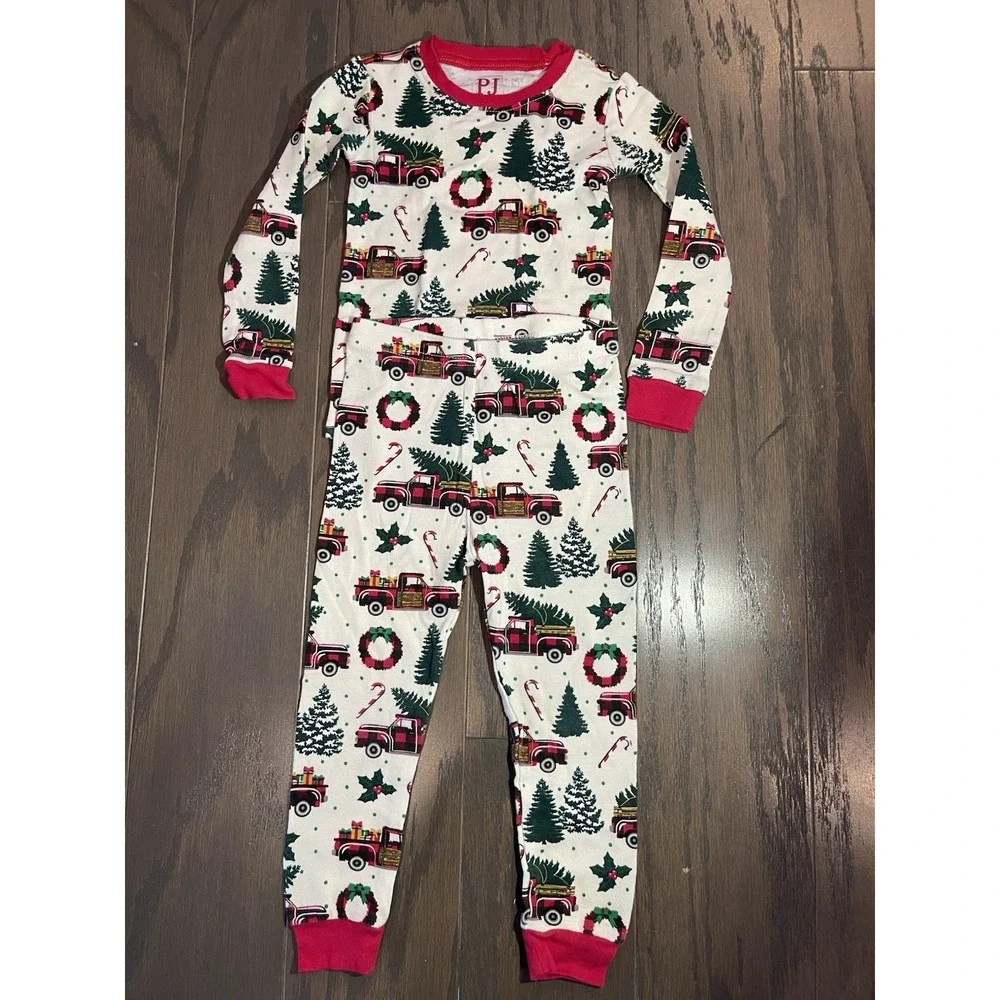 PJ Place 2T Christmas Pajama Set‎ Christmas Tree Truck Candy Cane Wreath